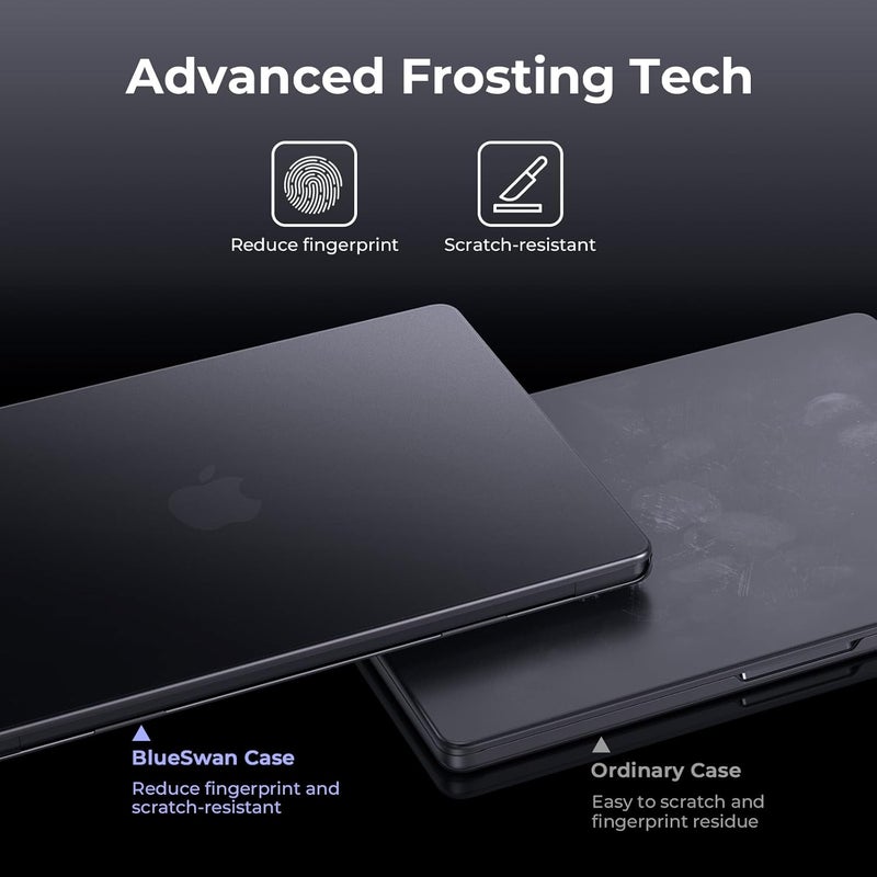 BlueSwan Matte Case for MacBook Pro 14 M5 2026 2025-2021 M4 M3 M2 M1 Pro/Max, Compatible A3434 A3401 A3112 A2992 A2918 A2779 A2442, Hard Shell Protective Cover, Space Black Clear - Image 5